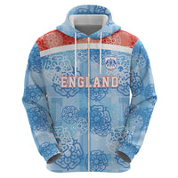 Custom World Football 2026 England Zip Hoodie Three Lions and Tudor Rose Pattern
