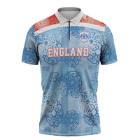 Custom World Football 2026 England Zipper Polo Shirt Three Lions and Tudor Rose Pattern
