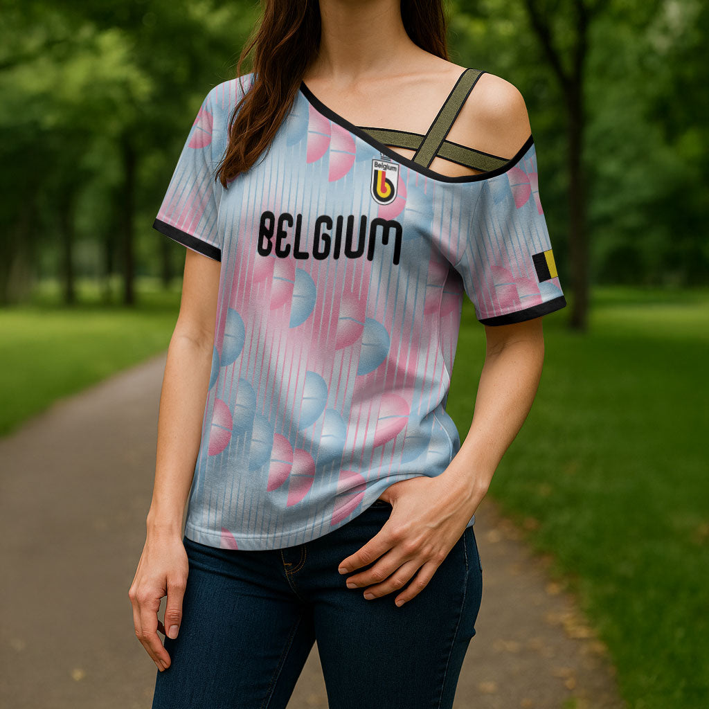 Custom World Football 2026 Belgium Cross Shoulder Shirt Belgian The Red Devils Champions