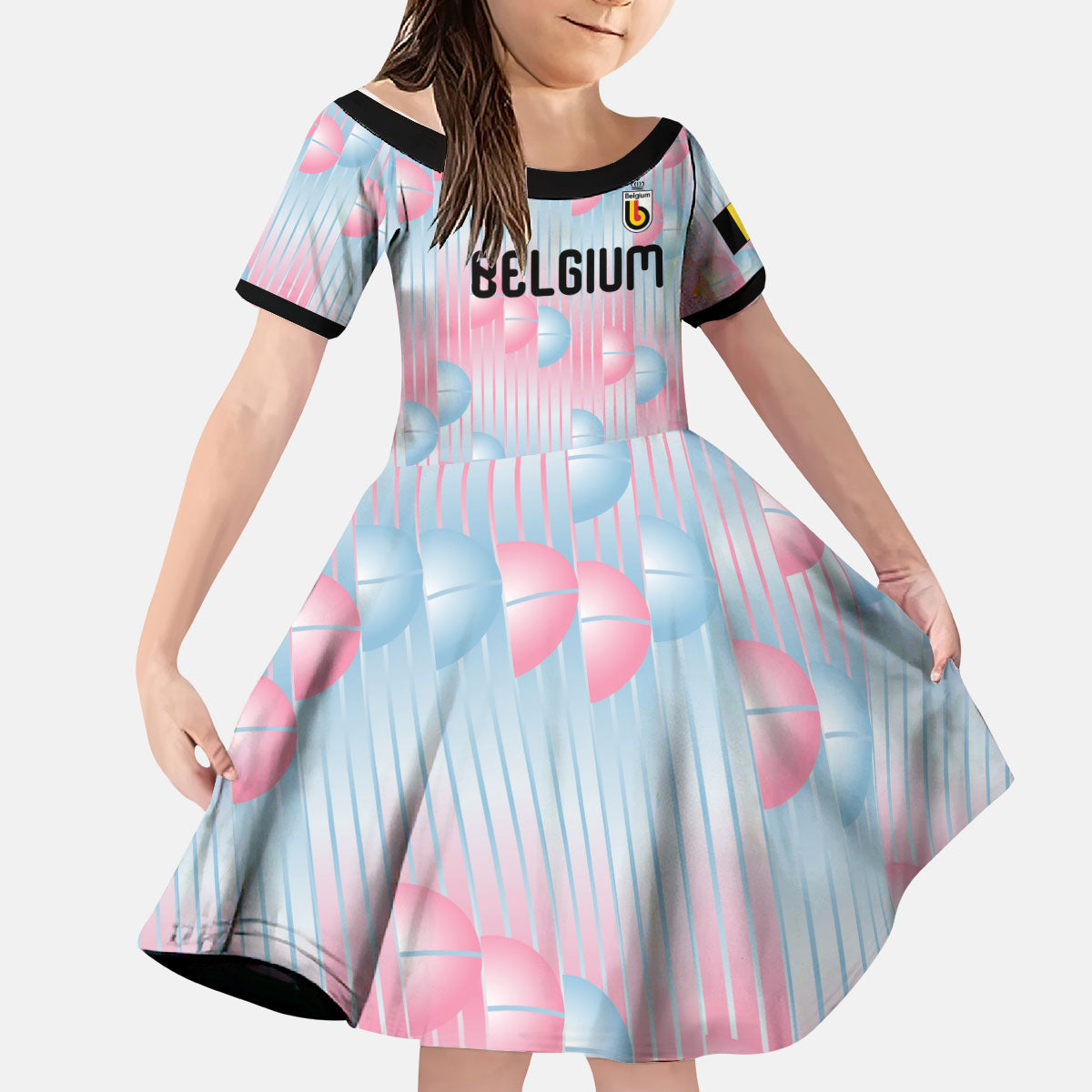 Custom World Football 2026 Belgium Kid Short Sleeve Dress Belgian The Red Devils Champions