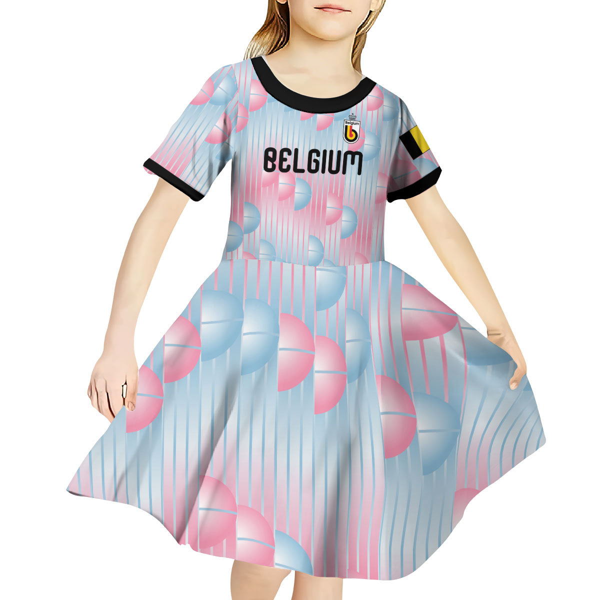 Custom World Football 2026 Belgium Kid Short Sleeve Dress Belgian The Red Devils Champions