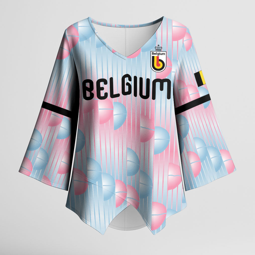 Custom World Football 2026 Belgium Kimono Sleeve Blouse Belgian The Red Devils Champions