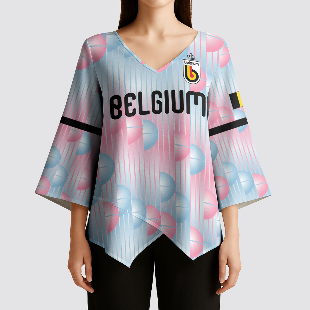 Custom World Football 2026 Belgium Kimono Sleeve Blouse Belgian The Red Devils Champions