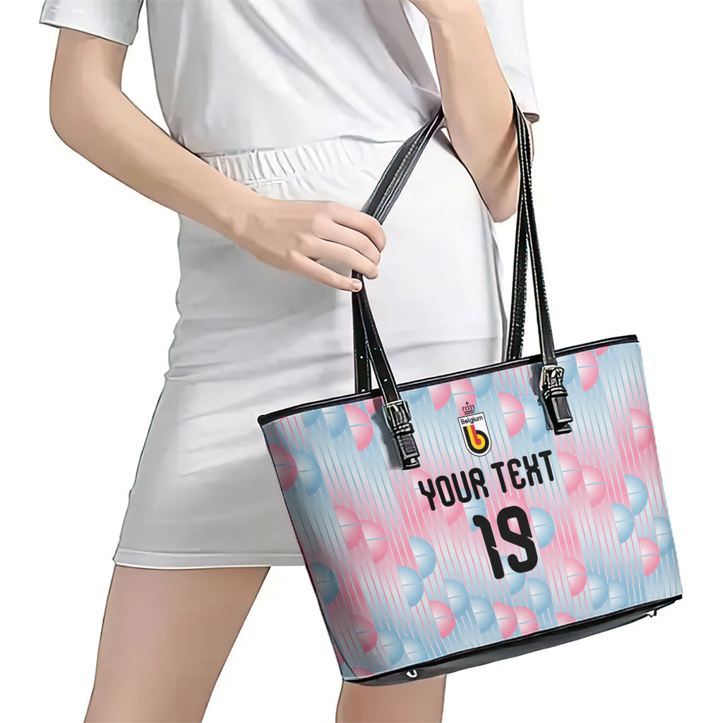 Custom World Football 2026 Belgium Leather Tote Bag Belgian The Red Devils Champions