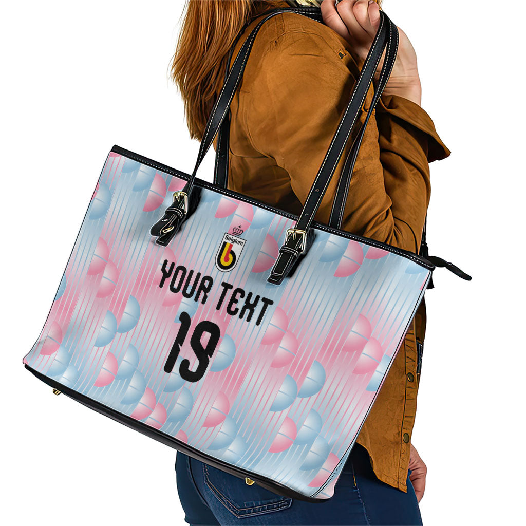 Custom World Football 2026 Belgium Leather Tote Bag Belgian The Red Devils Champions