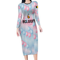 Custom World Football 2026 Belgium Long Sleeve Bodycon Dress Belgian The Red Devils Champions