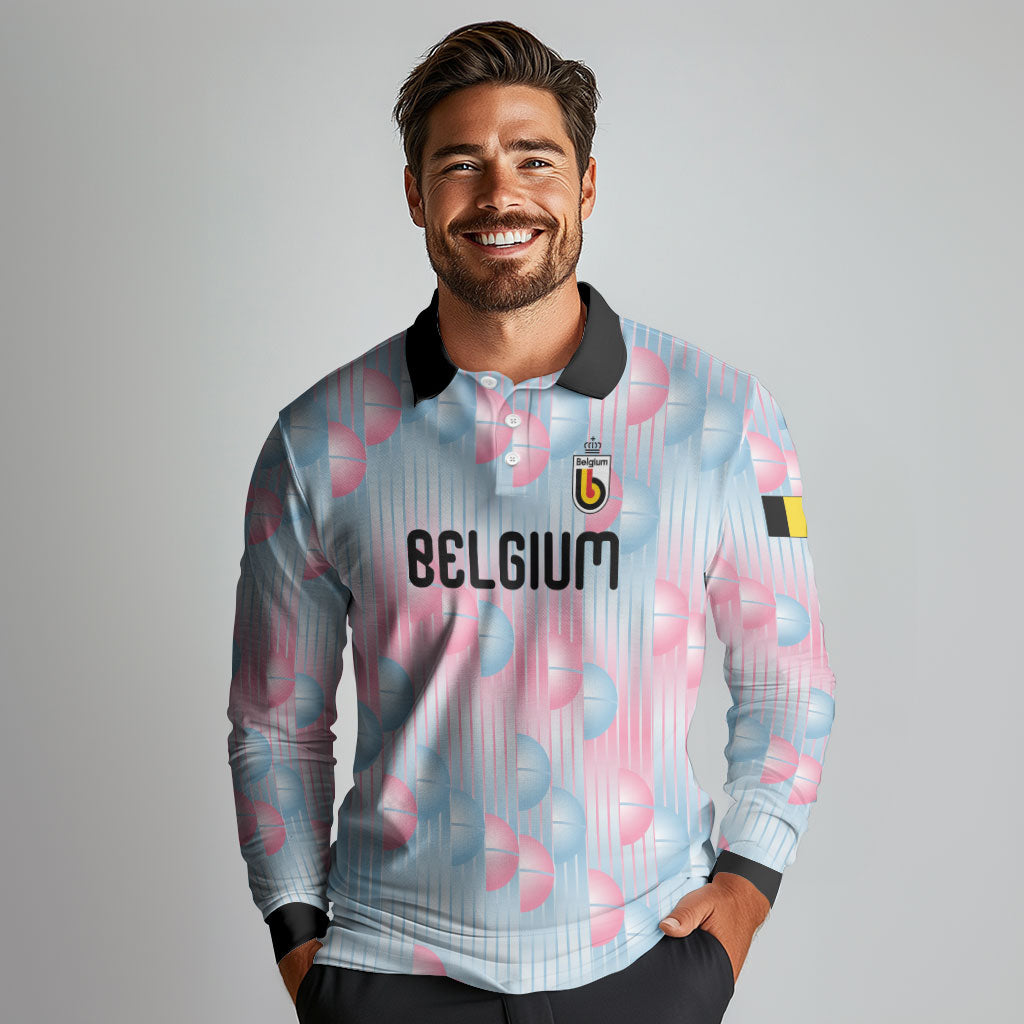 Custom World Football 2026 Belgium Long Sleeve Polo Shirt Belgian The Red Devils Champions