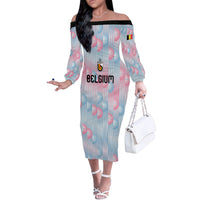 Custom World Football 2026 Belgium Off The Shoulder Long Sleeve Dress Belgian The Red Devils Champions