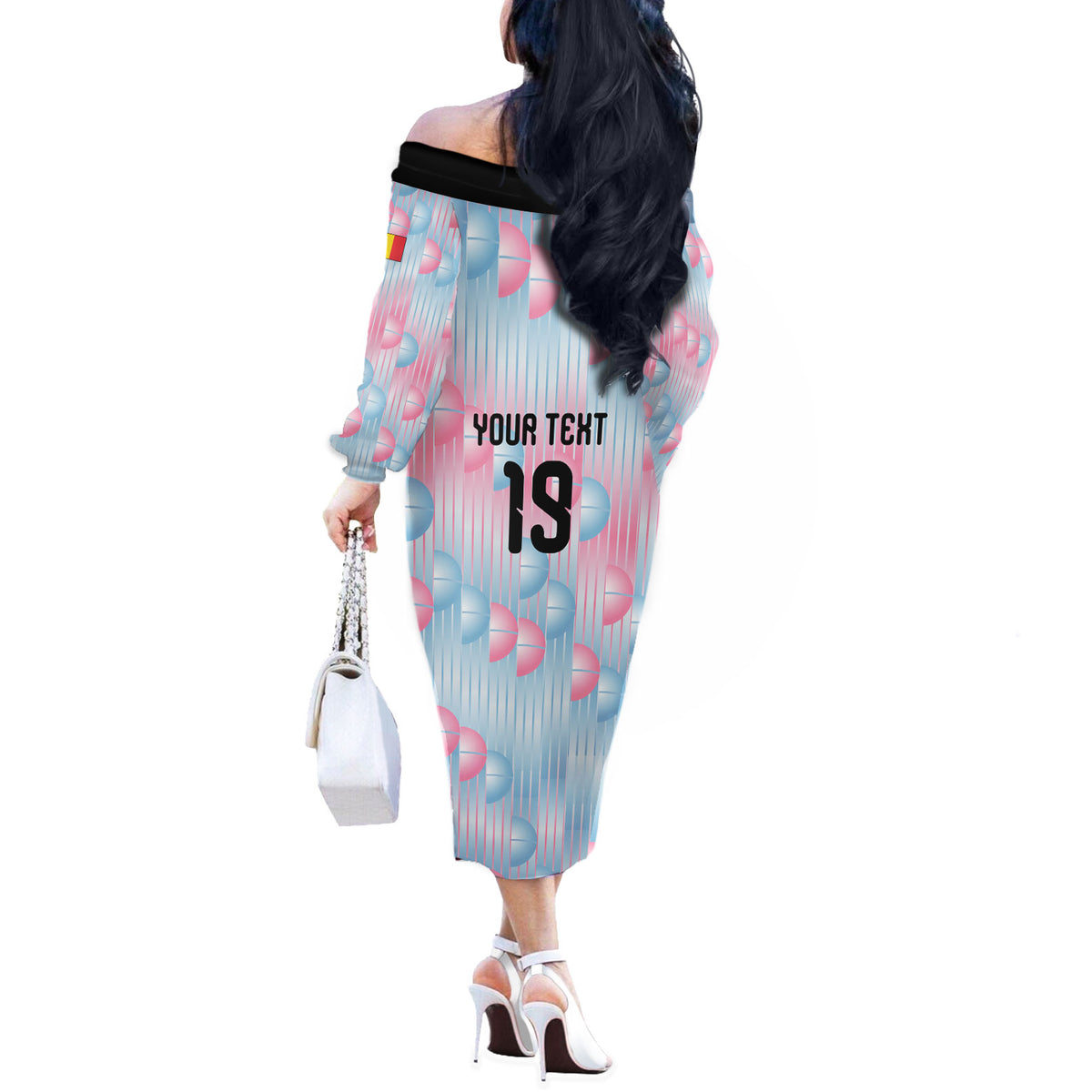 Custom World Football 2026 Belgium Off The Shoulder Long Sleeve Dress Belgian The Red Devils Champions