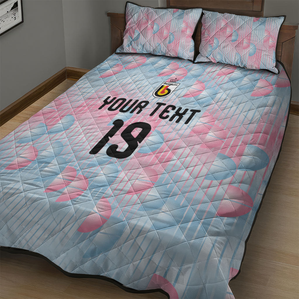 Custom World Football 2026 Belgium Quilt Bed Set Belgian The Red Devils Champions