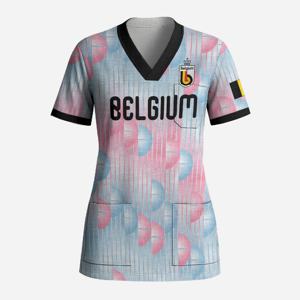 Custom World Football 2026 Belgium Scrub Top Belgian The Red Devils Champions