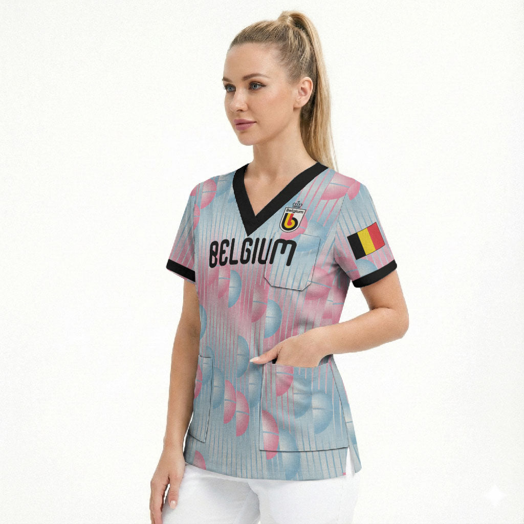 Custom World Football 2026 Belgium Scrub Top Belgian The Red Devils Champions