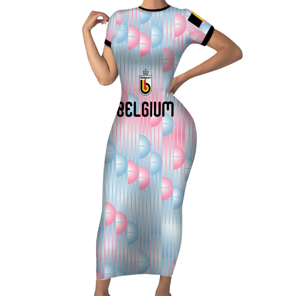 Custom World Football 2026 Belgium Short Sleeve Bodycon Dress Belgian The Red Devils Champions