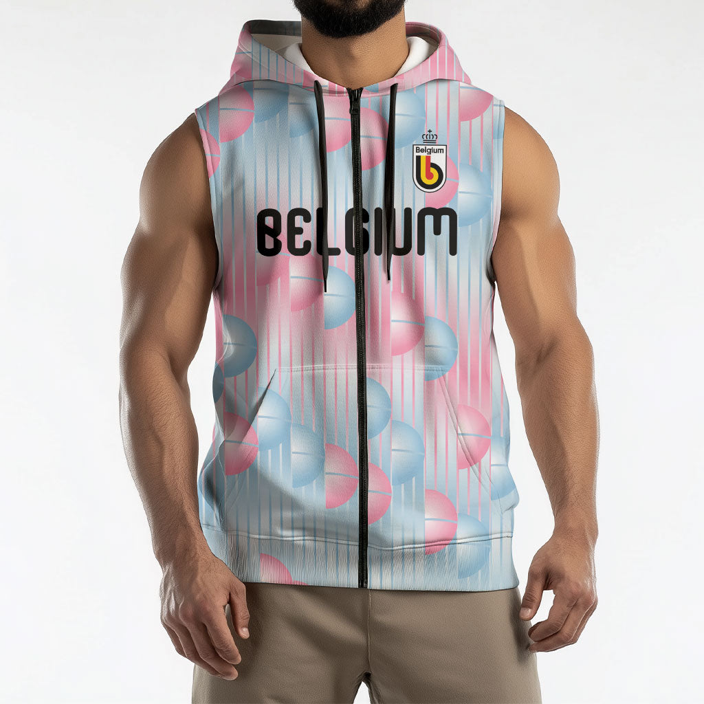 Custom World Football 2026 Belgium Sleeveless Zip Hoodie Belgian The Red Devils Champions