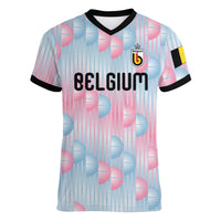 Custom World Football 2026 Belgium Women V-Neck T-Shirt Belgian The Red Devils Champions