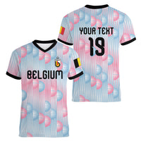 Custom World Football 2026 Belgium Women V-Neck T-Shirt Belgian The Red Devils Champions