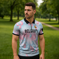 Custom World Football 2026 Belgium Zipper Polo Shirt Belgian The Red Devils Champions