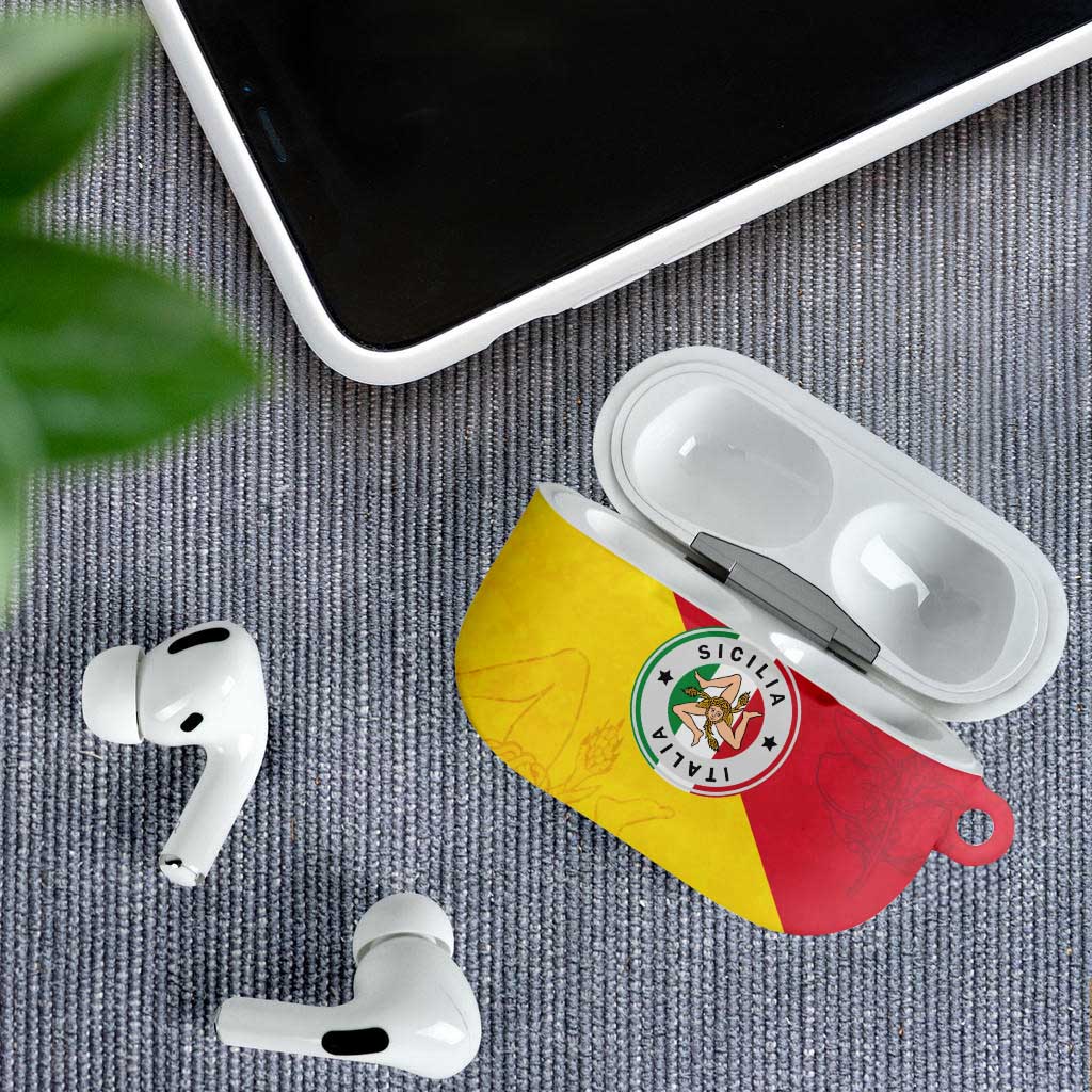 Italy Sicilia AirPods Case Triskeles With Lemons - Wonder Print Shop