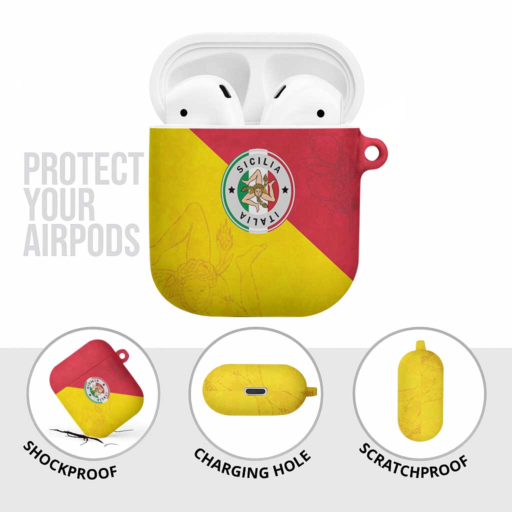Italy Sicilia AirPods Case Triskeles With Lemons - Wonder Print Shop