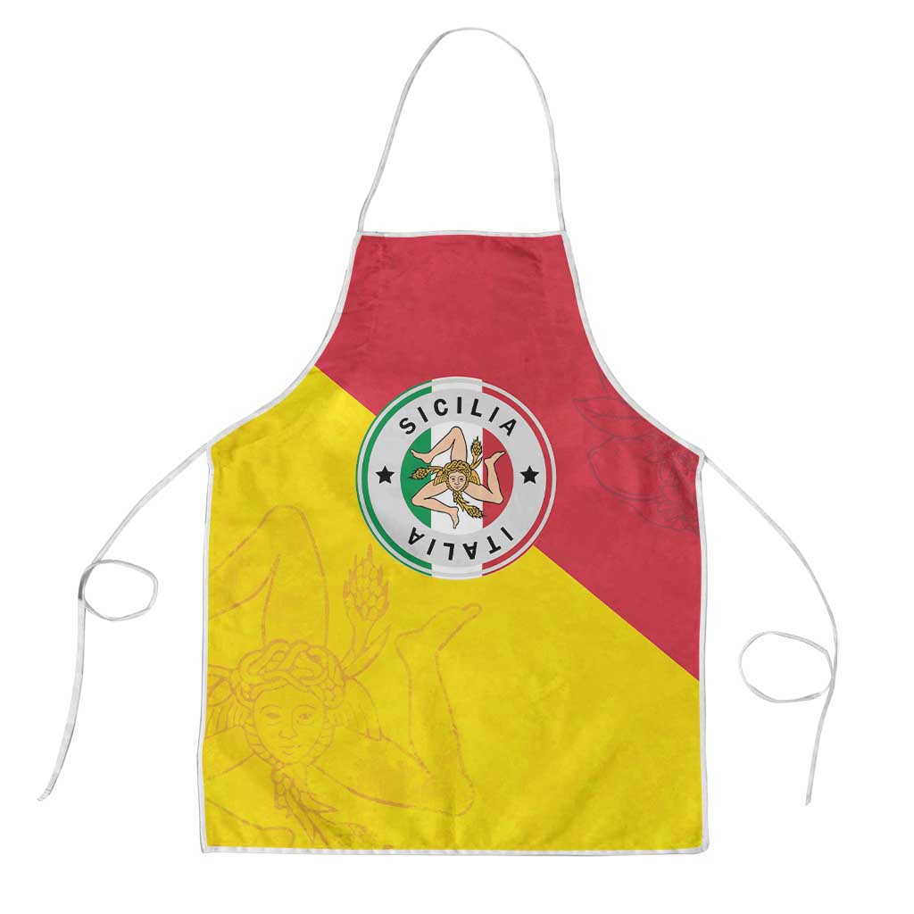 Italy Sicilia Apron Triskeles With Lemons - Wonder Print Shop