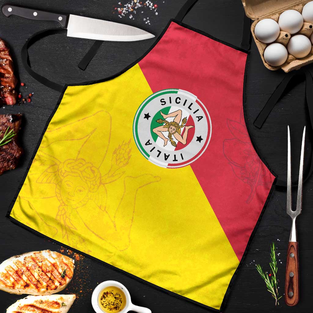 Italy Sicilia Apron Triskeles With Lemons - Wonder Print Shop