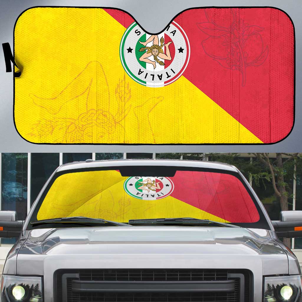 Italy Sicilia Auto Sun Shade Triskeles With Lemons - Wonder Print Shop