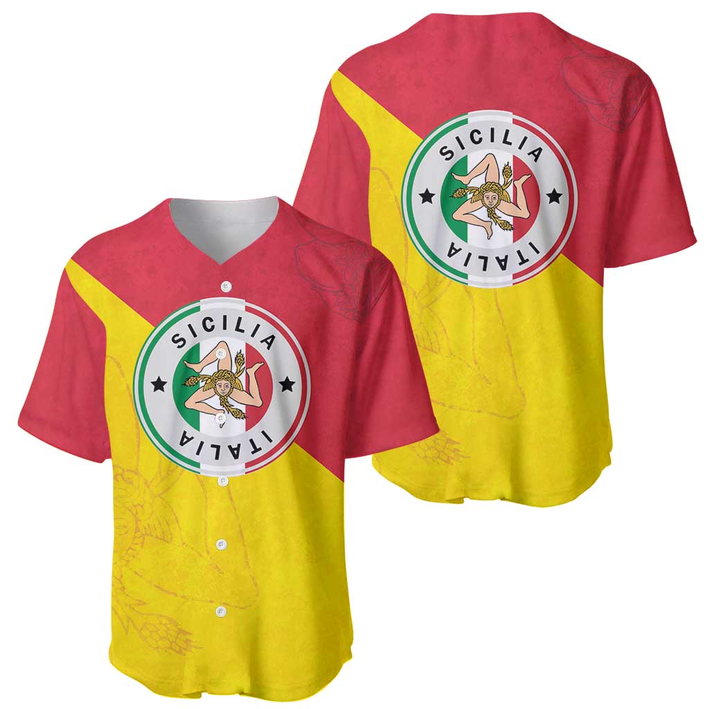 Italy Sicilia Baseball Jersey Triskeles With Lemons - Wonder Print Shop