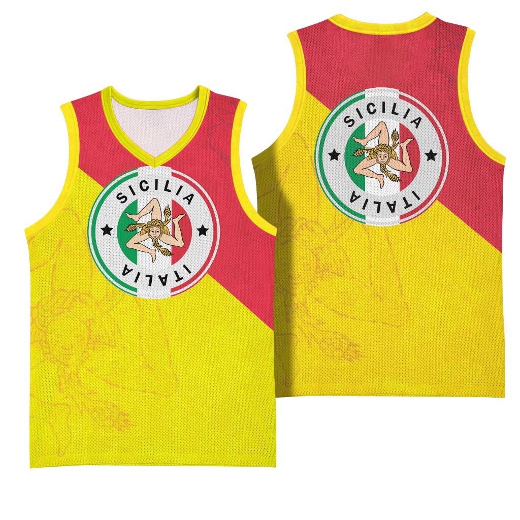 Italy Sicilia Basketball Jersey Triskeles With Lemons - Wonder Print Shop