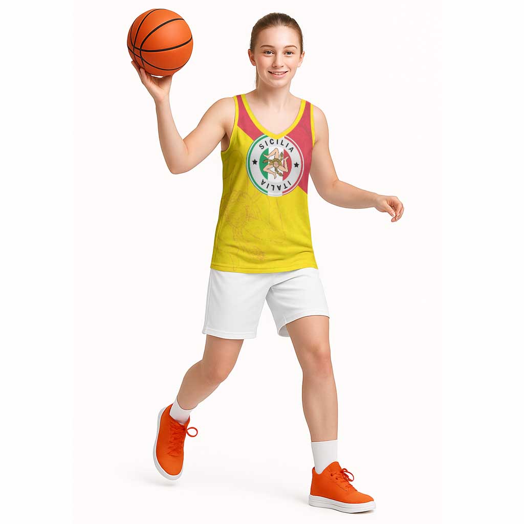 Italy Sicilia Basketball Jersey Triskeles With Lemons - Wonder Print Shop