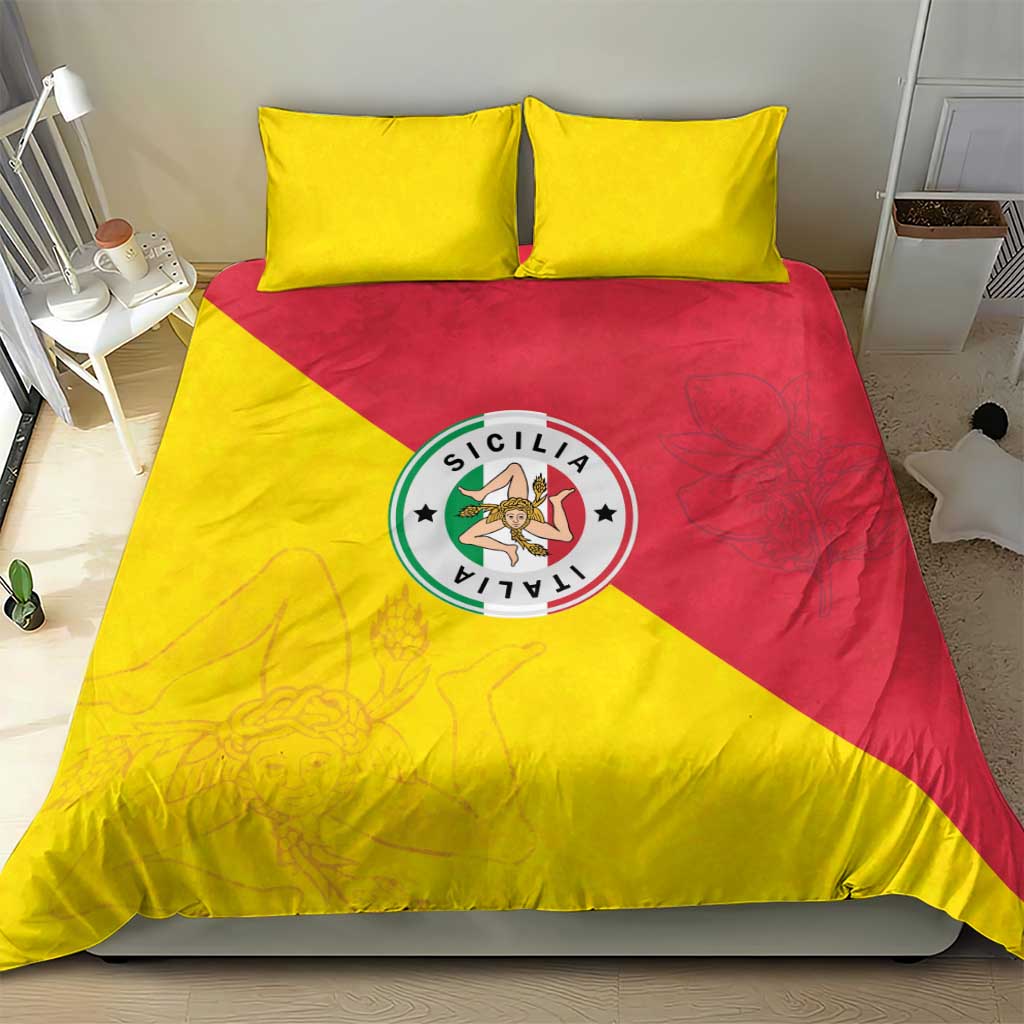 Italy Sicilia Bedding Set Triskeles With Lemons - Wonder Print Shop