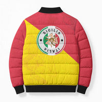 Italy Sicilia Bomber Puffer Jacket Triskeles With Lemons - Wonder Print Shop
