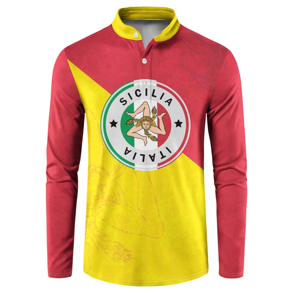 Italy Sicilia Button Sweatshirt Triskeles With Lemons - Wonder Print Shop