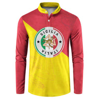 Italy Sicilia Button Sweatshirt Triskeles With Lemons - Wonder Print Shop