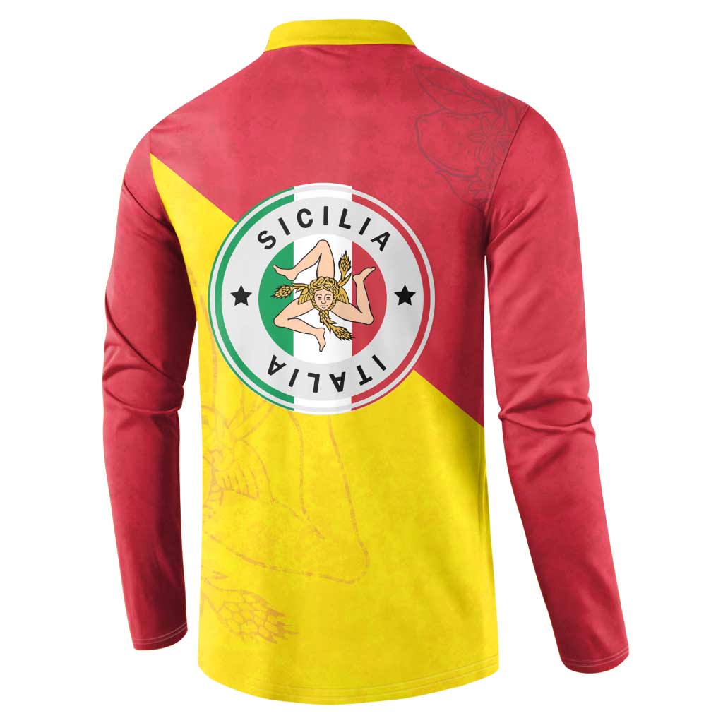 Italy Sicilia Button Sweatshirt Triskeles With Lemons - Wonder Print Shop