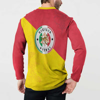 Italy Sicilia Button Sweatshirt Triskeles With Lemons - Wonder Print Shop