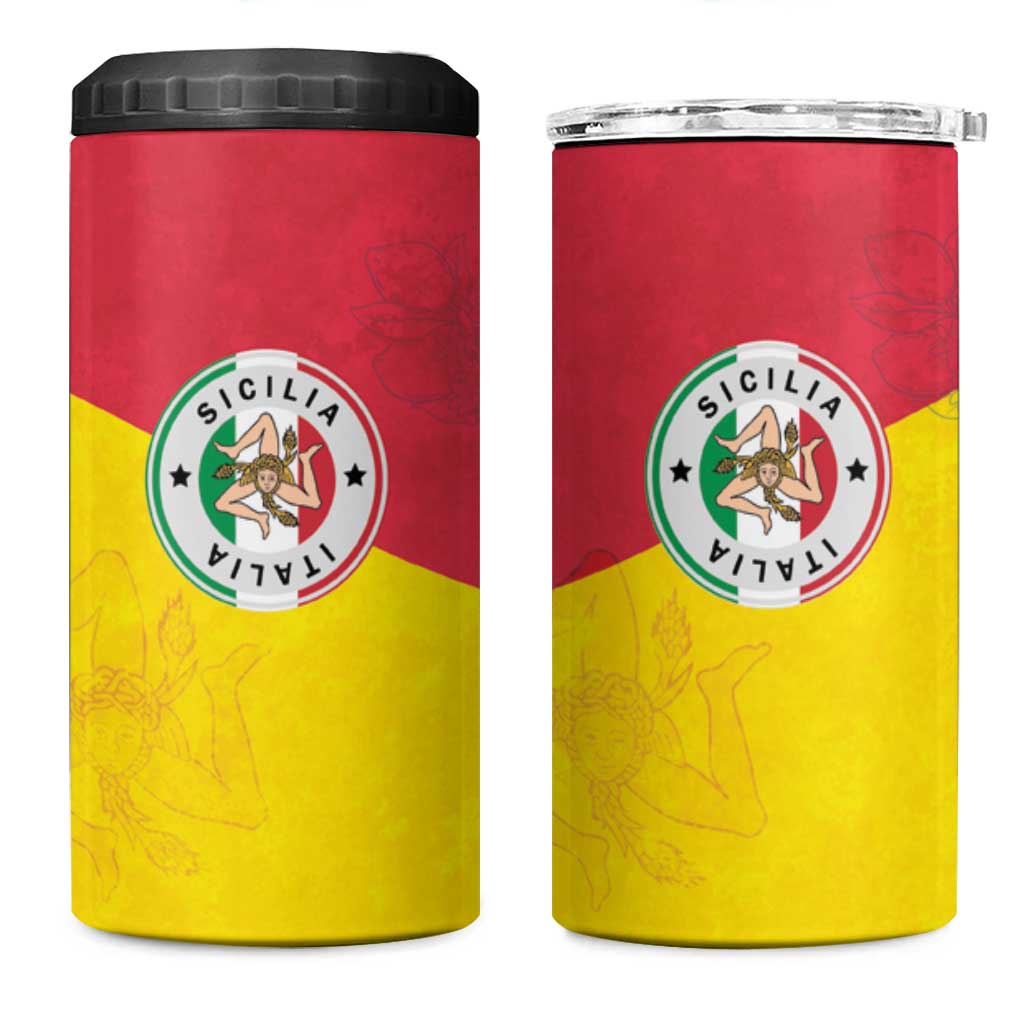 Italy Sicilia 4 in 1 Can Cooler Tumbler Triskeles With Lemons - Wonder Print Shop