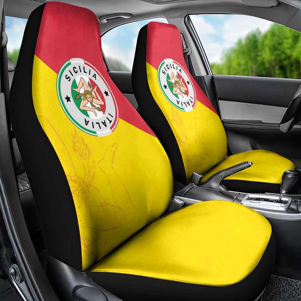 Italy Sicilia Car Seat Cover Triskeles With Lemons - Wonder Print Shop