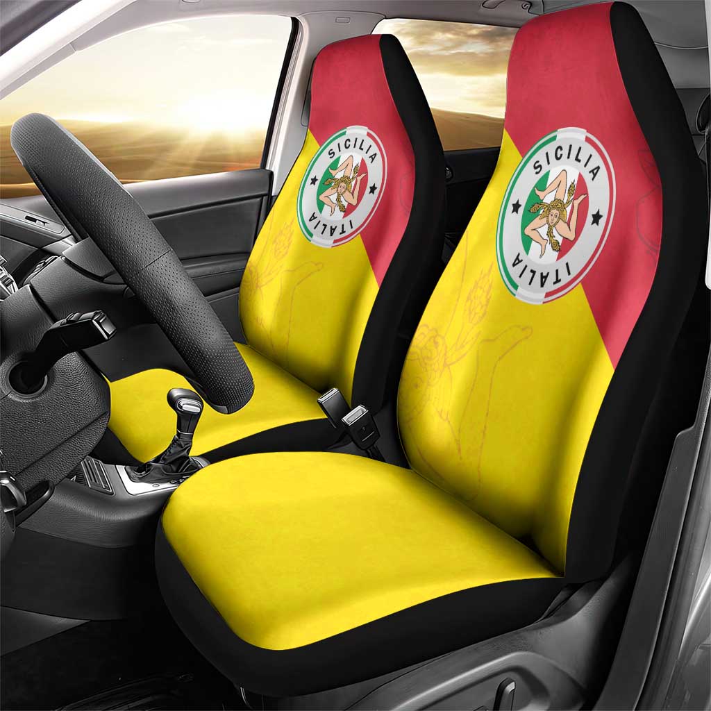 Italy Sicilia Car Seat Cover Triskeles With Lemons - Wonder Print Shop