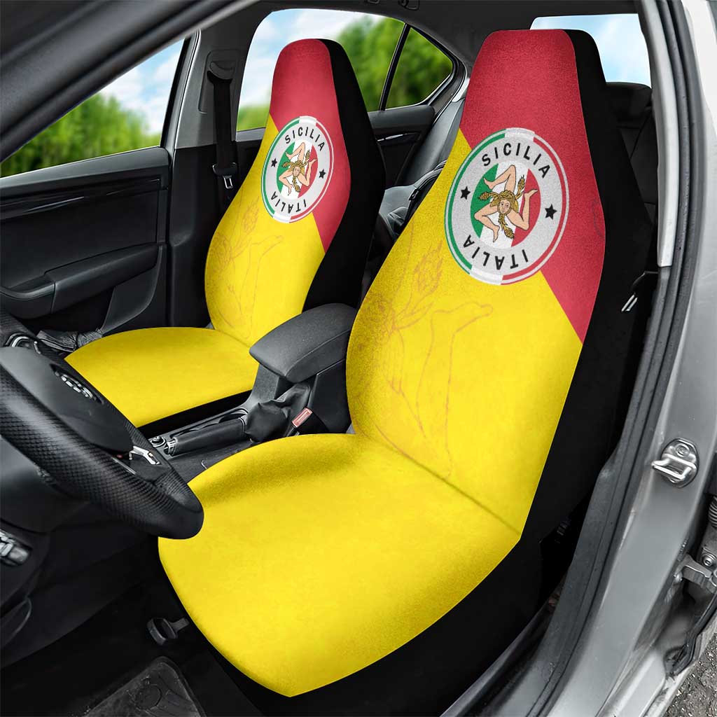 Italy Sicilia Car Seat Cover Triskeles With Lemons - Wonder Print Shop