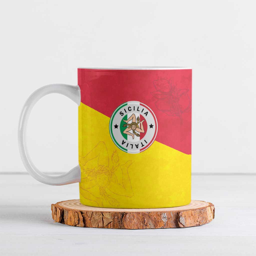 Italy Sicilia Ceramic Mug Triskeles With Lemons - Wonder Print Shop
