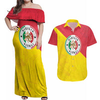 Italy Sicilia Couples Matching Off Shoulder Maxi Dress and Hawaiian Shirt Triskeles With Lemons - Wonder Print Shop