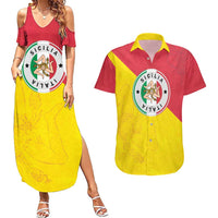 Italy Sicilia Couples Matching Summer Maxi Dress and Hawaiian Shirt Triskeles With Lemons - Wonder Print Shop