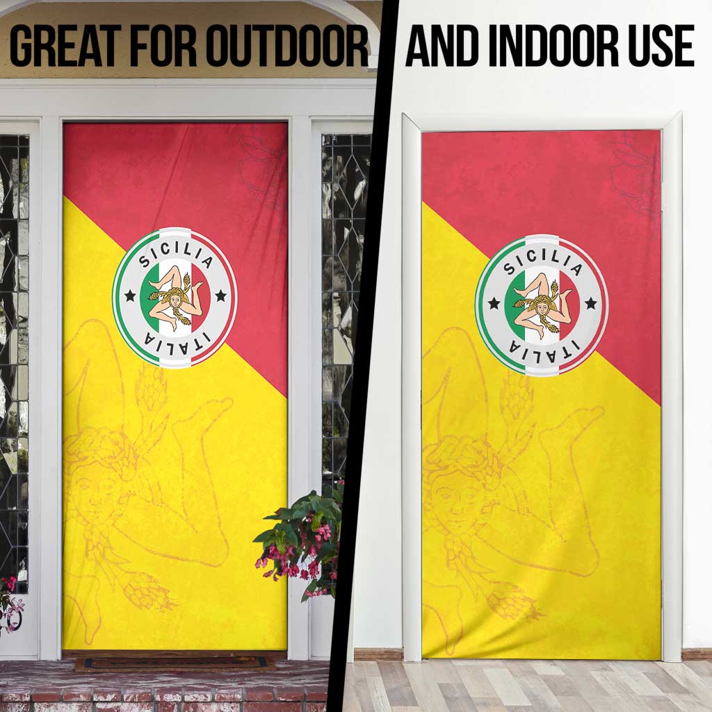 Italy Sicilia Door Cover Triskeles With Lemons - Wonder Print Shop