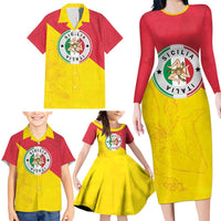 Italy Sicilia Family Matching Long Sleeve Bodycon Dress and Hawaiian Shirt Triskeles With Lemons - Wonder Print Shop