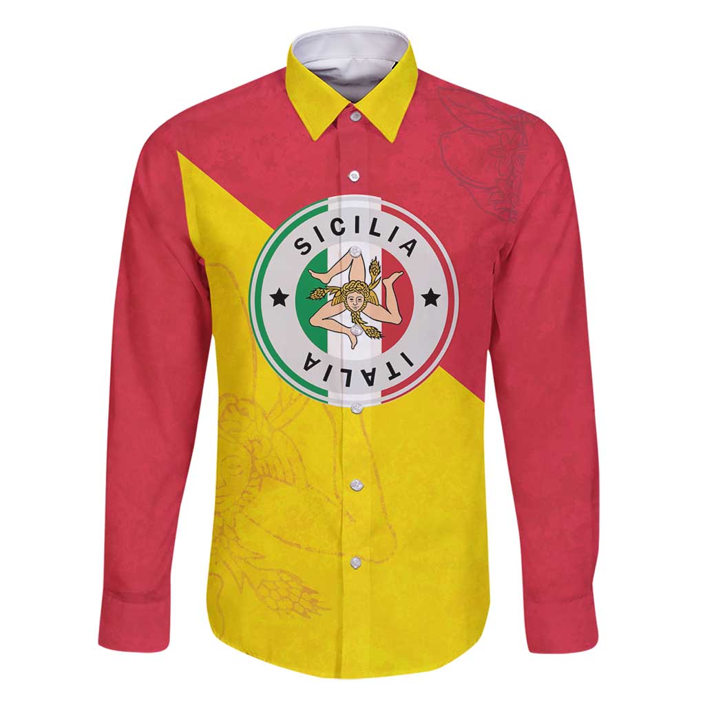 Italy Sicilia Family Matching Long Sleeve Bodycon Dress and Hawaiian Shirt Triskeles With Lemons - Wonder Print Shop