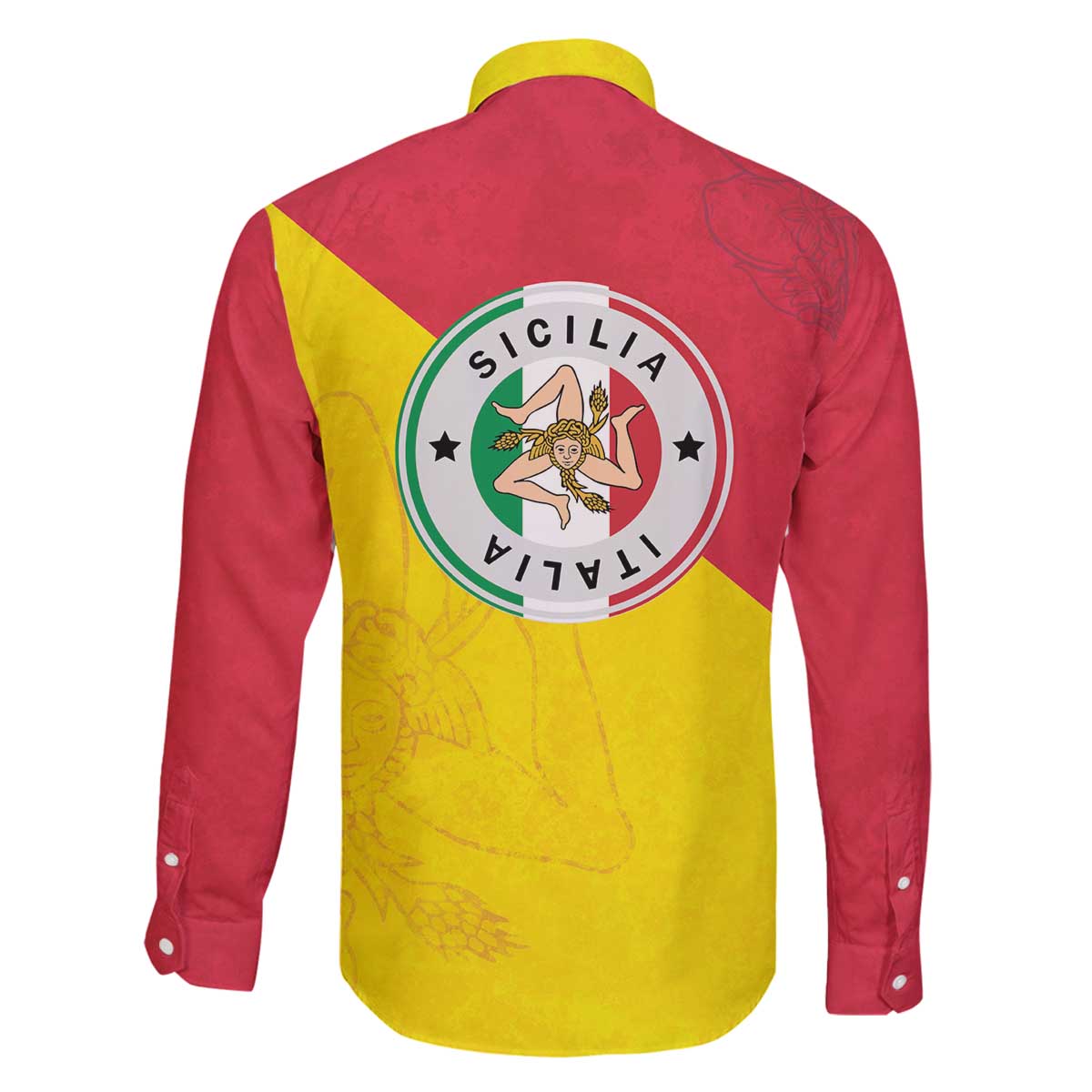 Italy Sicilia Family Matching Off The Shoulder Long Sleeve Dress and Hawaiian Shirt Triskeles With Lemons - Wonder Print Shop