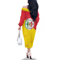 Italy Sicilia Family Matching Off The Shoulder Long Sleeve Dress and Hawaiian Shirt Triskeles With Lemons - Wonder Print Shop