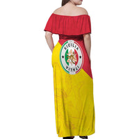 Italy Sicilia Family Matching Off Shoulder Maxi Dress and Hawaiian Shirt Triskeles With Lemons - Wonder Print Shop