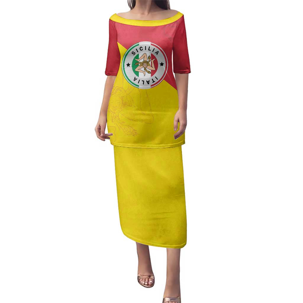 Italy Sicilia Family Matching Puletasi and Hawaiian Shirt Triskeles With Lemons - Wonder Print Shop