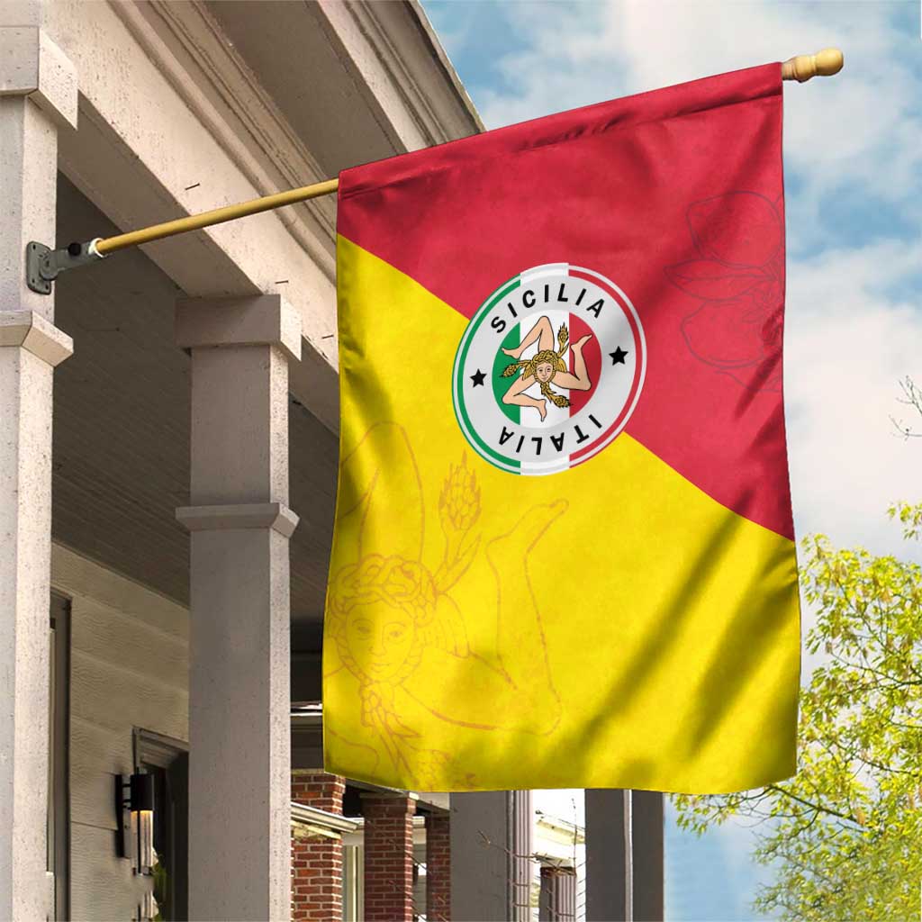 Italy Sicilia Garden Flag Triskeles With Lemons - Wonder Print Shop